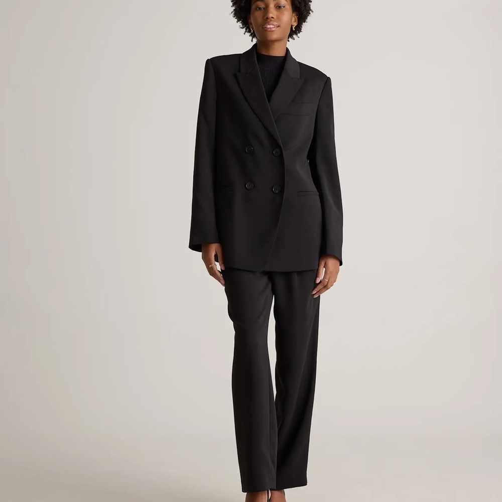 Quince Stretch Crepe Relaxed Double-Breasted Blazer